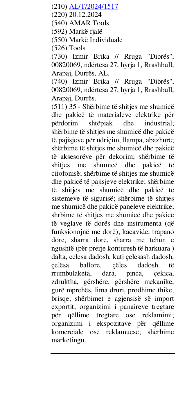 Zëri i markës AMAR Tools në buletin
