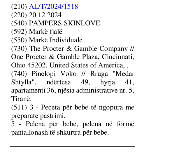Zëri i markës PAMPERS SKINLOVE në buletin