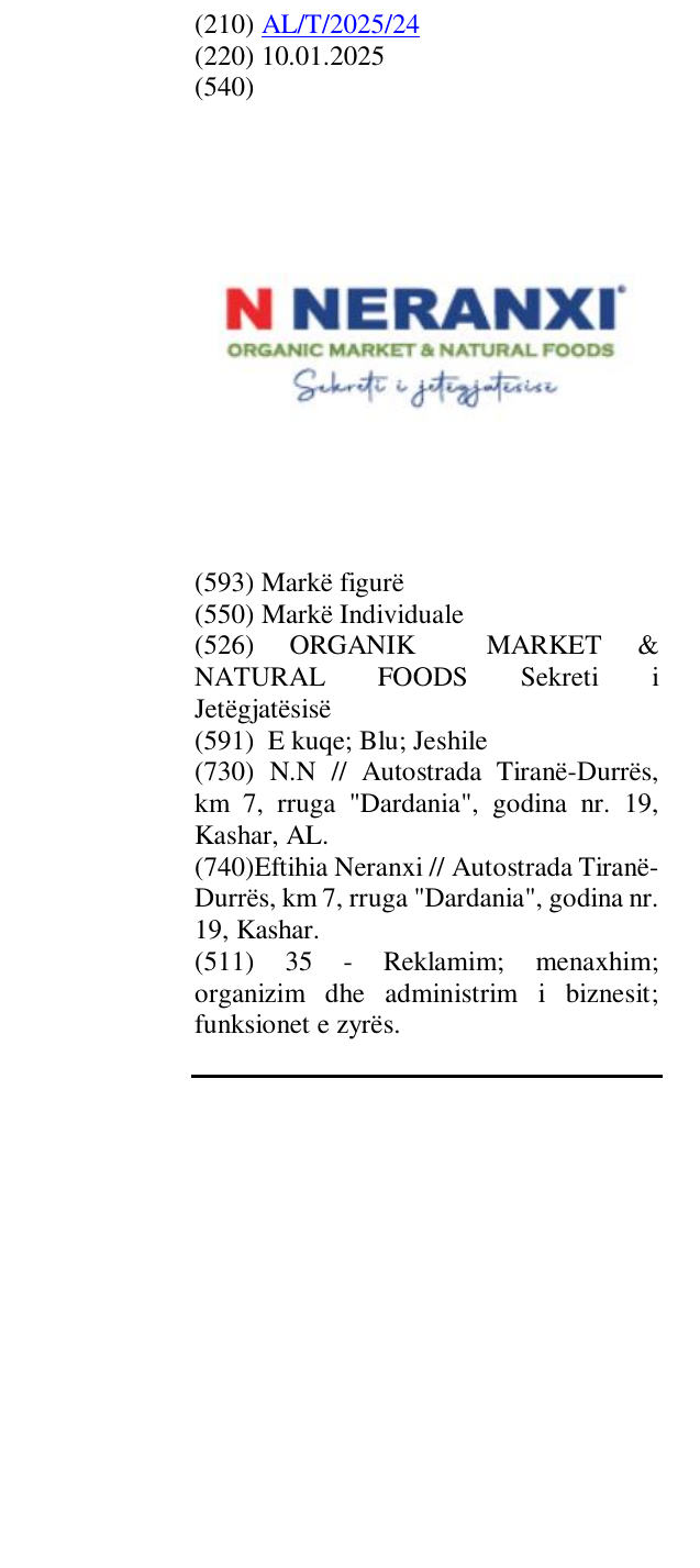 Zëri i markës ORGANIK MARKET & NATURAL FOODS Sekreti i Jetëgjatësisë në buletin