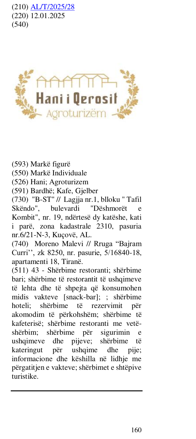 Zëri i markës Hani; Agroturizem në buletin