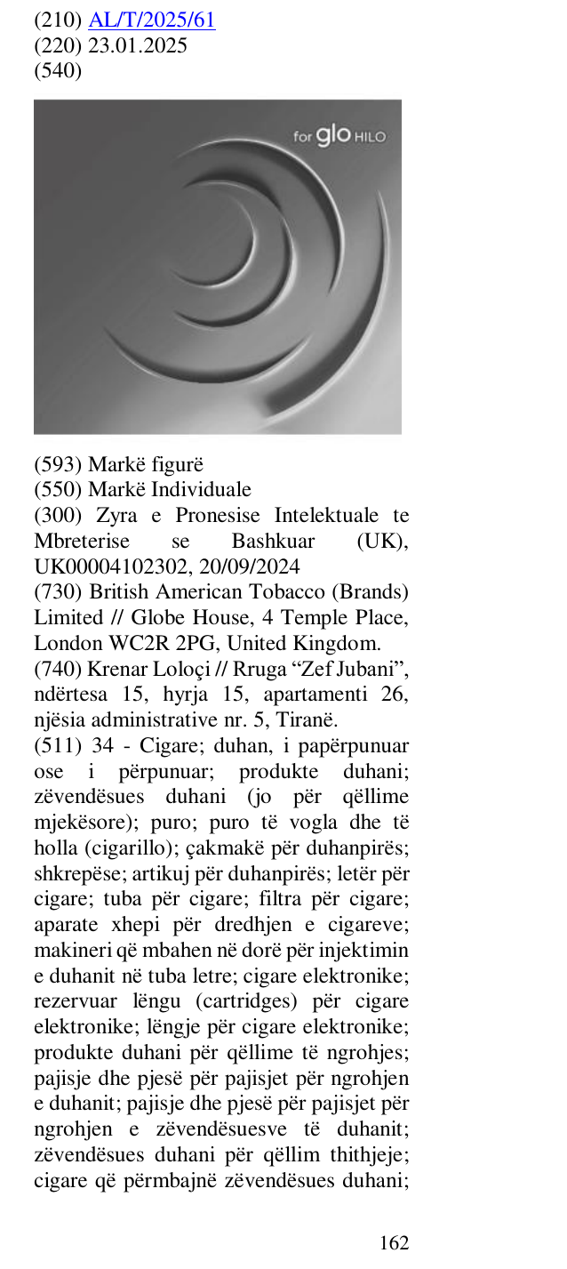 Zëri i markës FOR GLO HILO në buletin