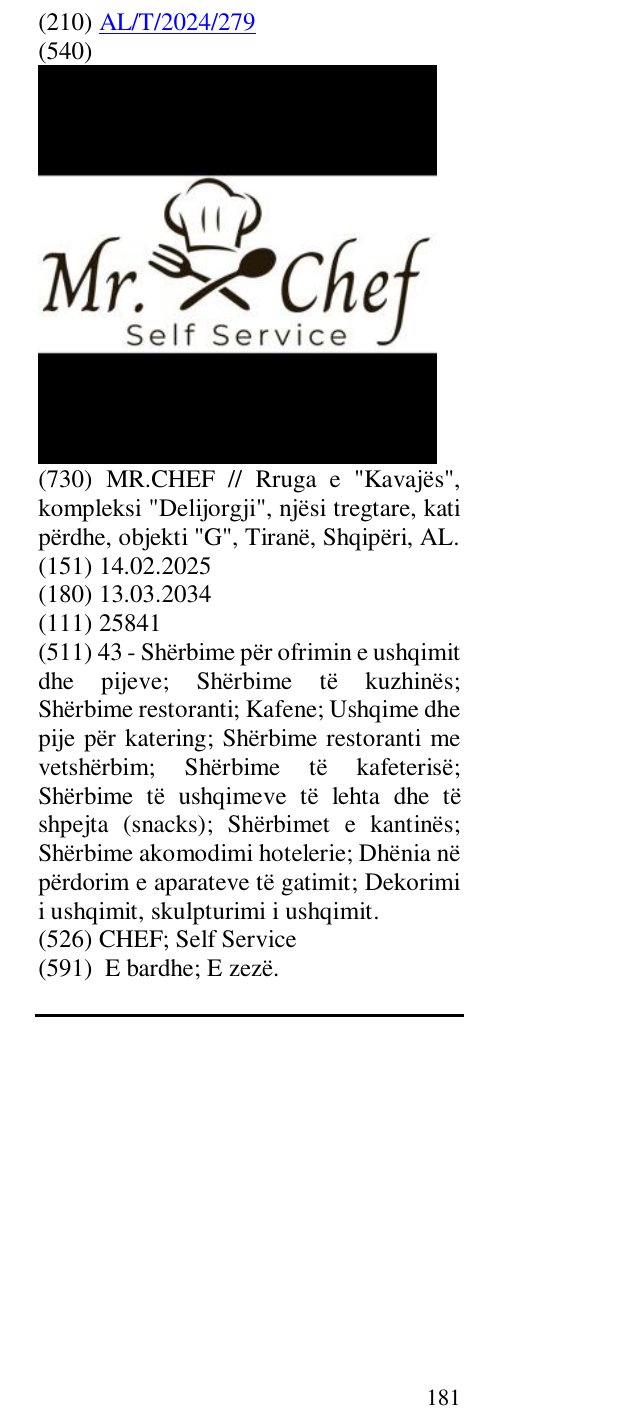 Zëri i markës CHEF; Self Service në buletin