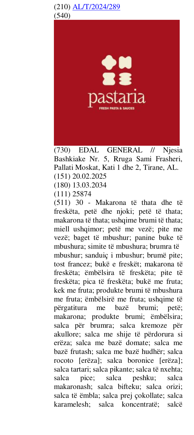 Zëri i markës FRESH PASTA & SAUCES në buletin