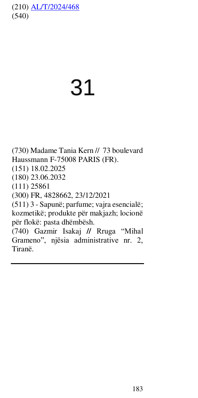 Zëri i markës 31 në buletin