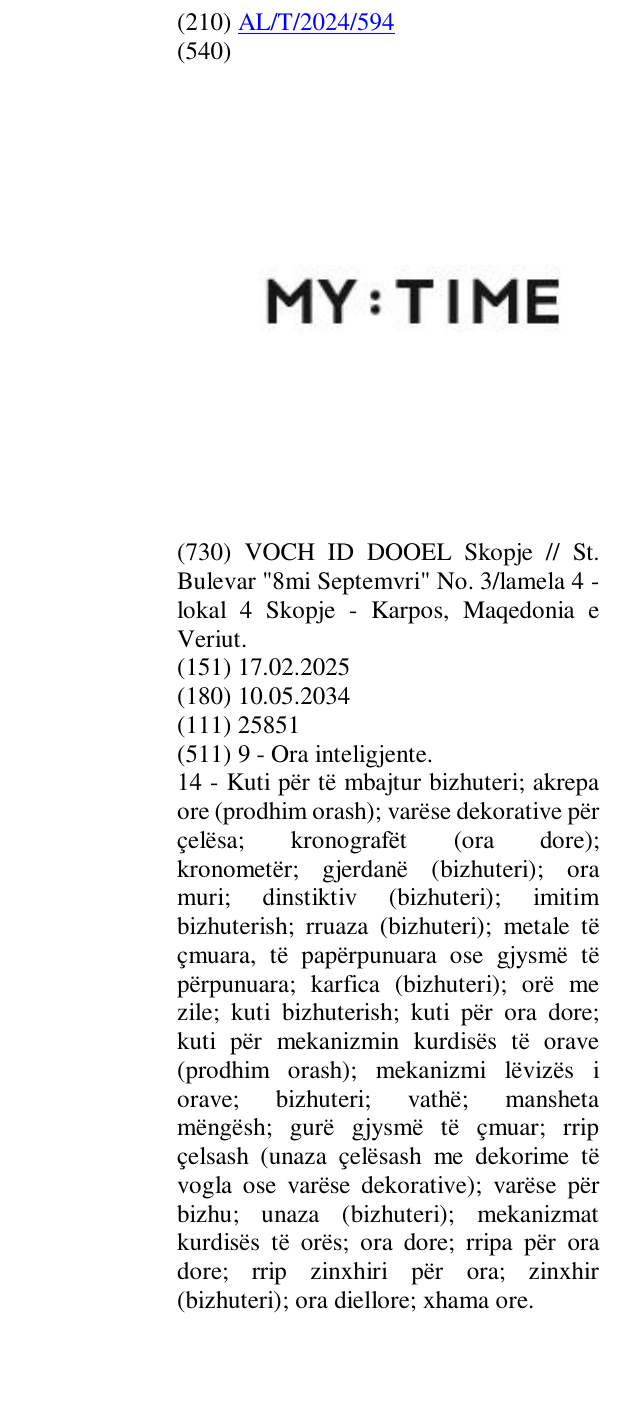 Zëri i markës MY : TIME në buletin