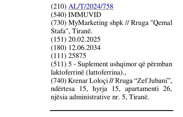 Zëri i markës IMMUVID në buletin