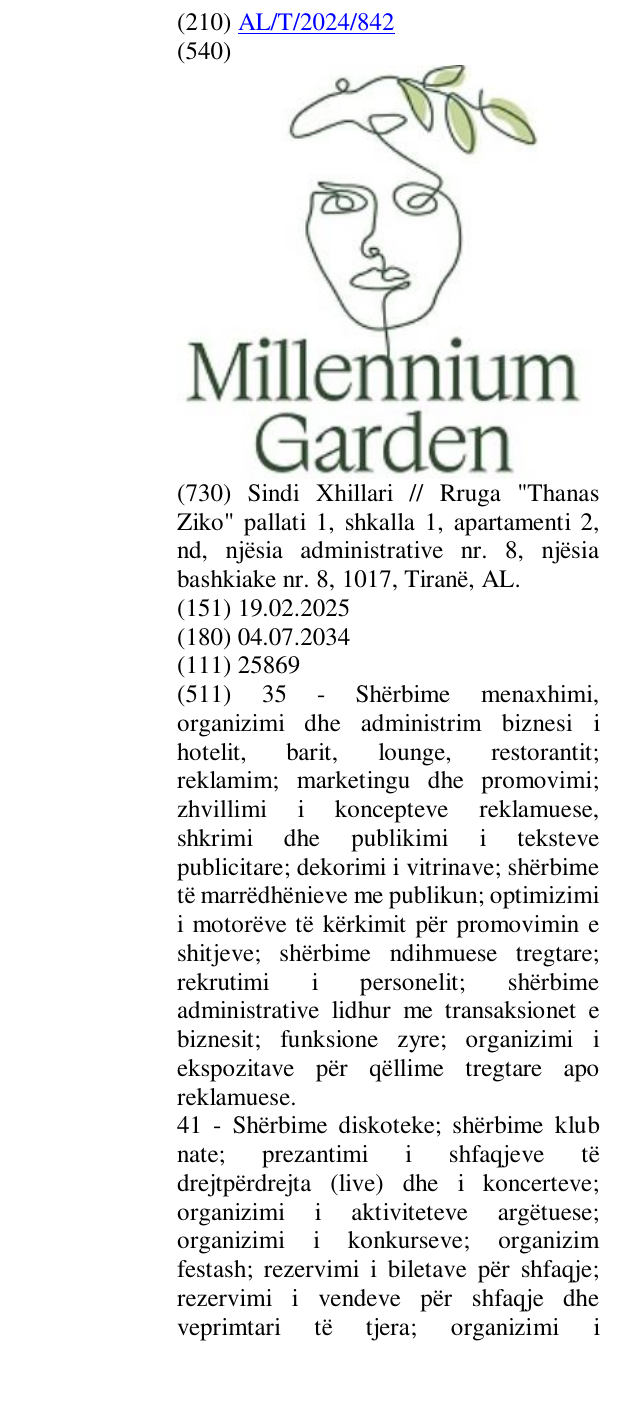 Zëri i markës Fjala "Garden". në buletin