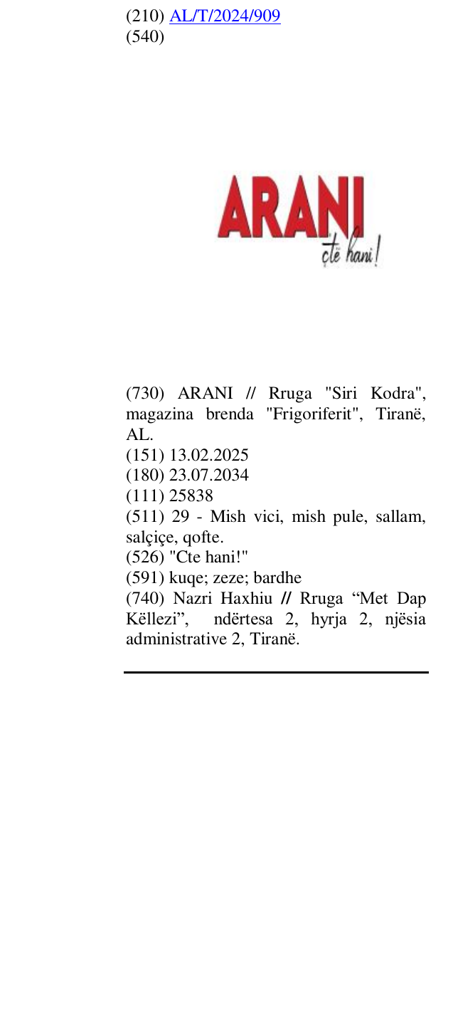 Zëri i markës "Cte hani!" në buletin