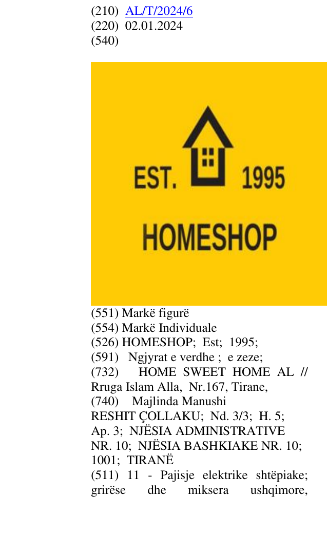Zëri i markës HOMESHOP; Est; 1995; në buletin