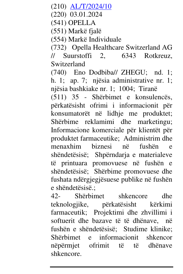 Zëri i markës OPELLA në buletin