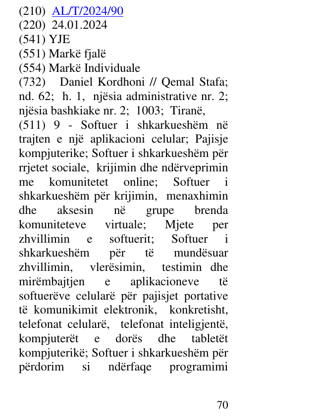 Zëri i markës YJE në buletin