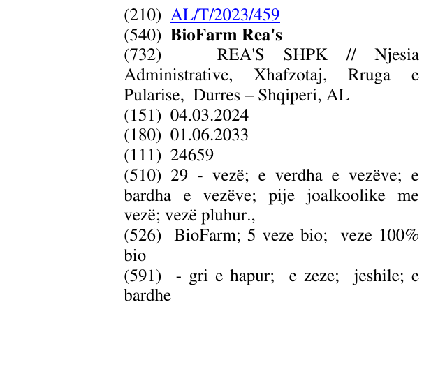 Zëri i markës BioFarm Rea's në buletin