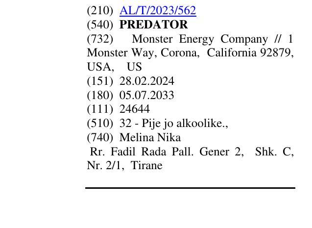Zëri i markës PREDATOR në buletin
