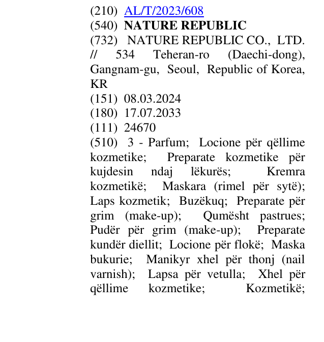 Zëri i markës NATURE REPUBLIC në buletin