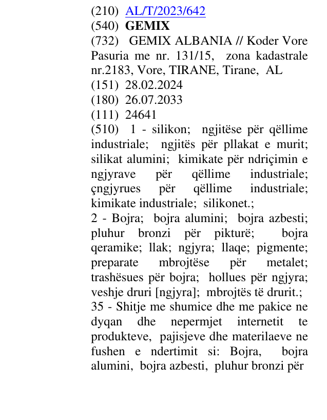 Zëri i markës GEMIX në buletin