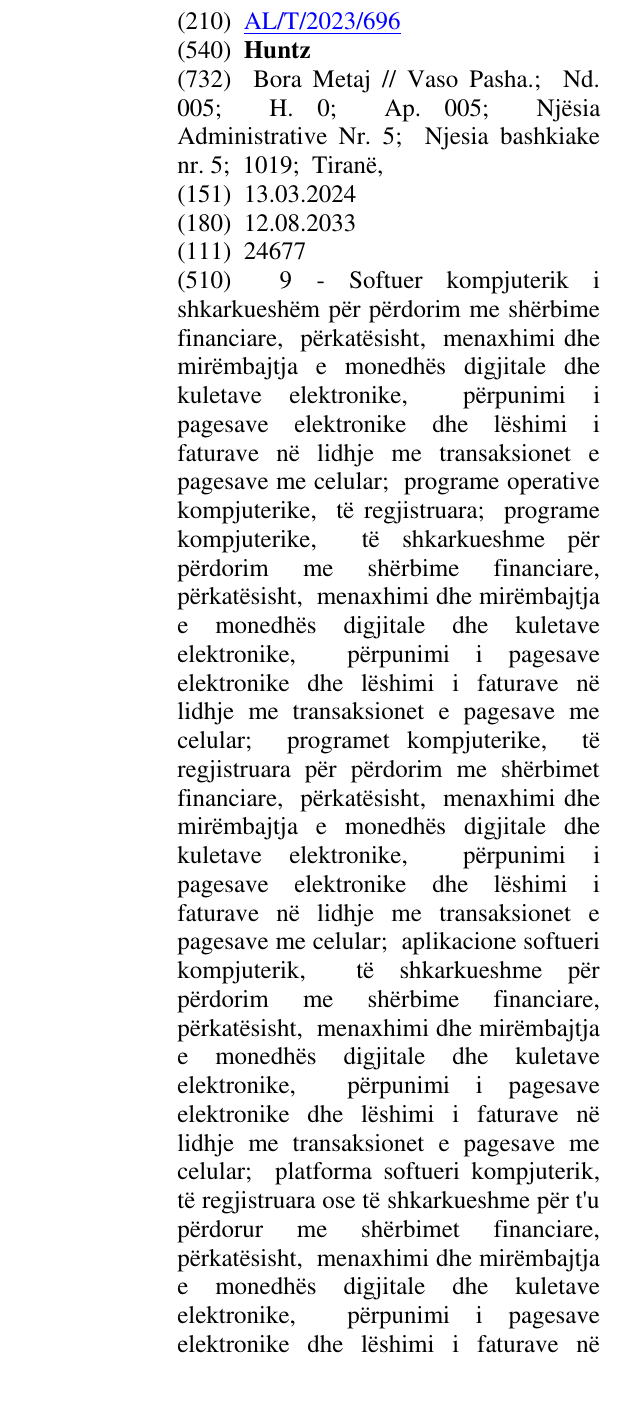 Zëri i markës Huntz në buletin