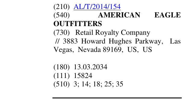 Zëri i markës AMERICAN EAGLE OUTFITTERS në buletin
