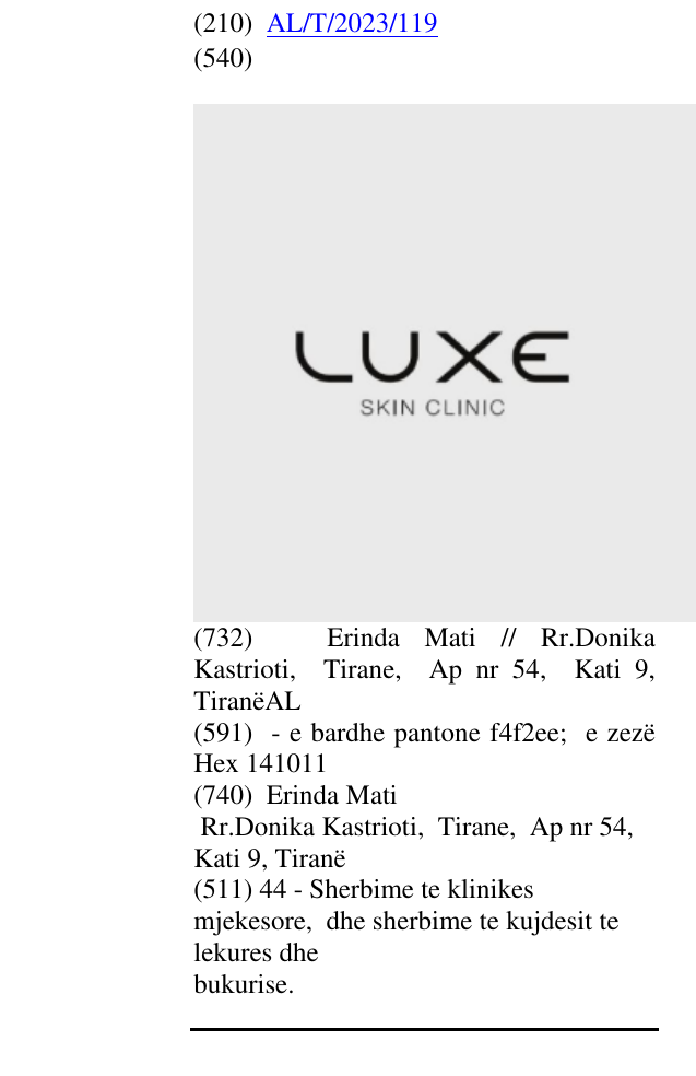 Zëri i markës Luxe Skin Clinic në buletin