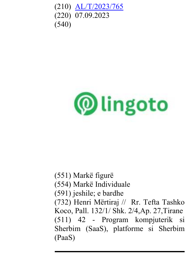 Zëri i markës Lingoto në buletin