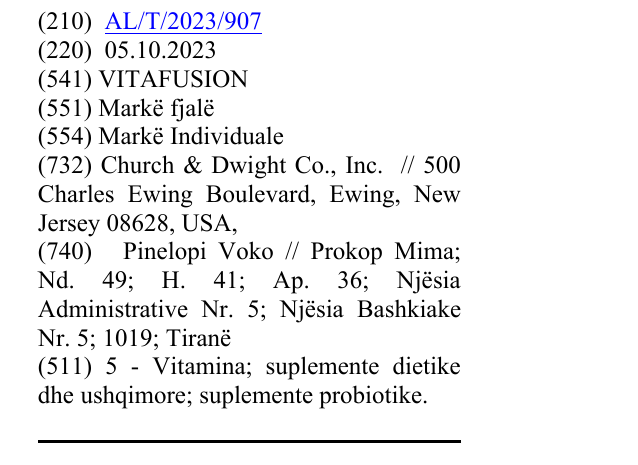 Zëri i markës VITAFUSION në buletin