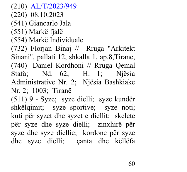 Zëri i markës Giancarlo Jala në buletin