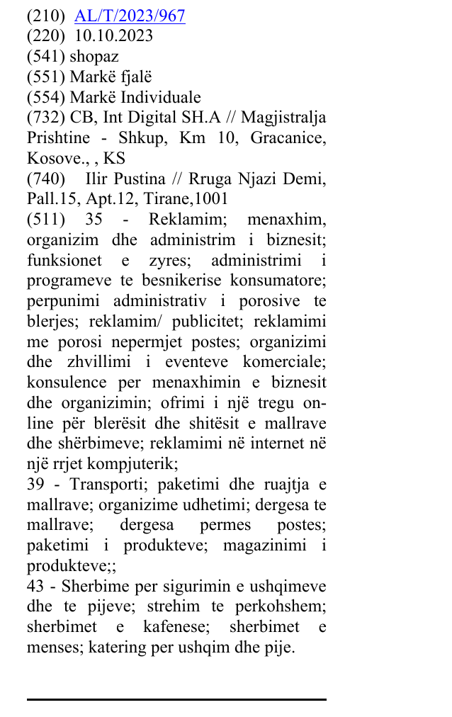 Zëri i markës shopaz në buletin