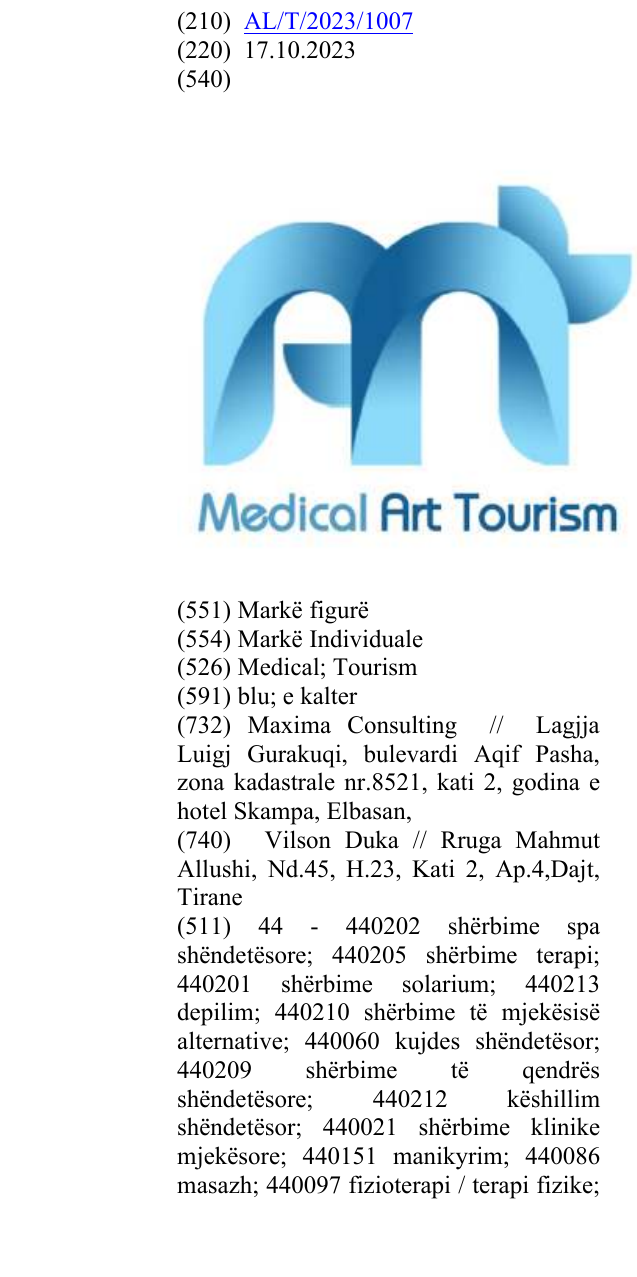 Zëri i markës Medical; Tourism në buletin