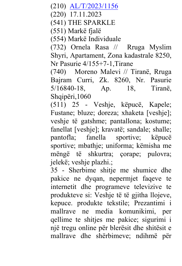 Zëri i markës THE SPARKLE në buletin