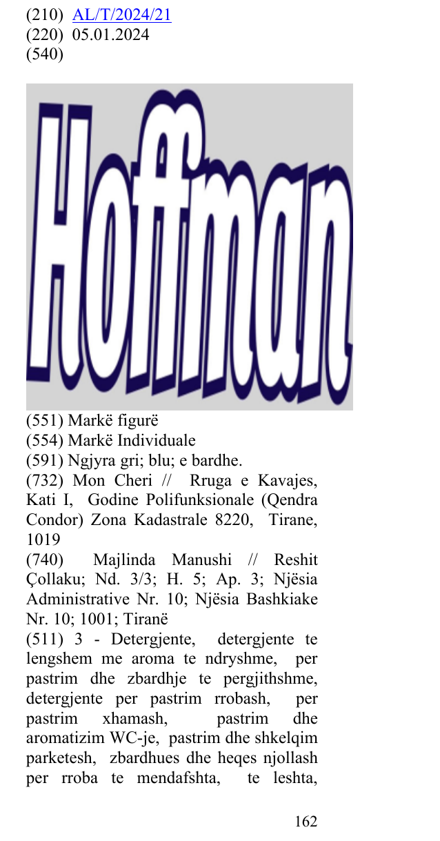 Zëri i markës HOFFMAN në buletin