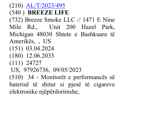 Zëri i markës BREEZE LIFE në buletin