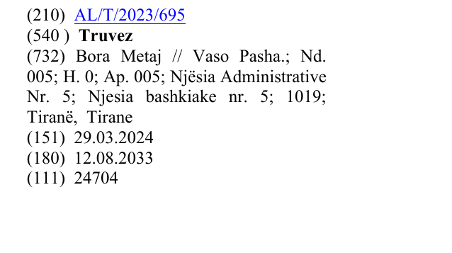 Zëri i markës Truvez në buletin