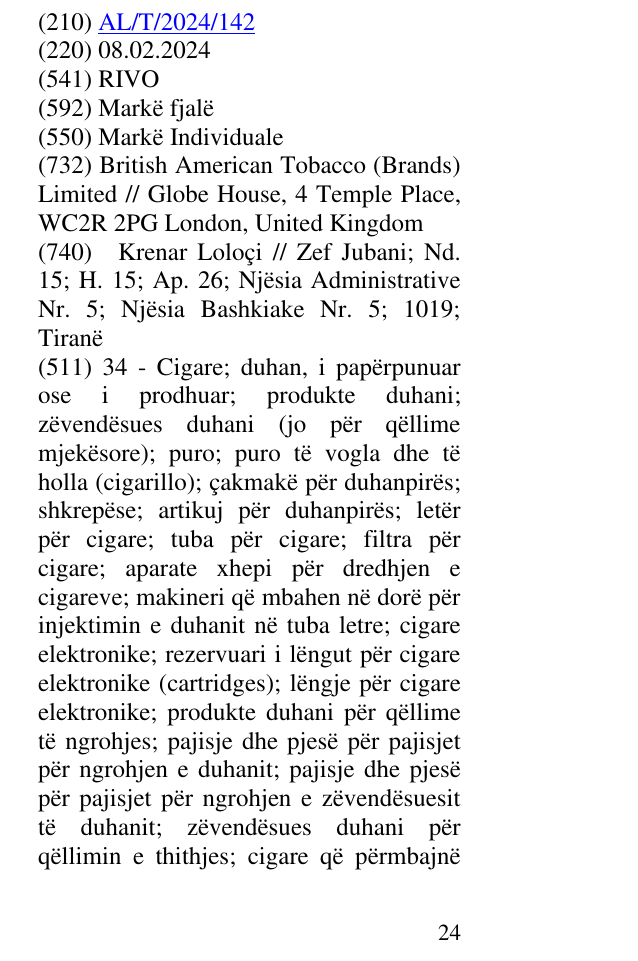 Zëri i markës RIVO në buletin