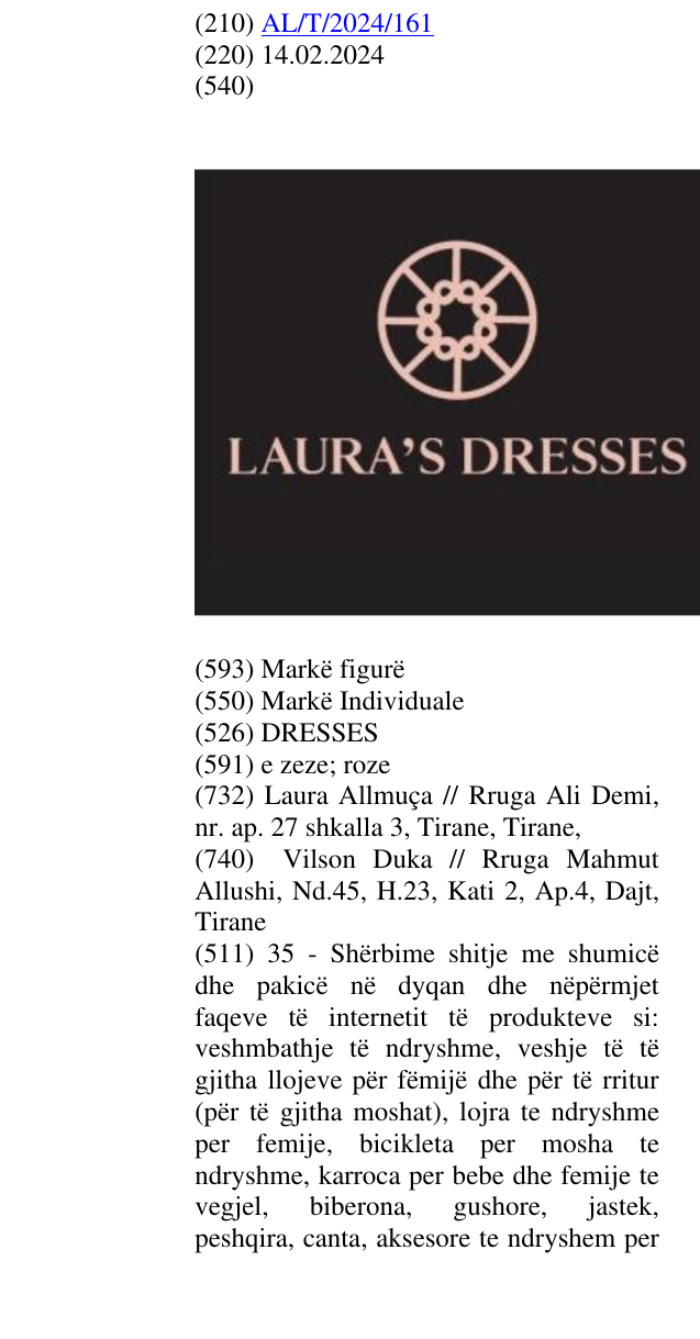 Zëri i markës DRESSES në buletin