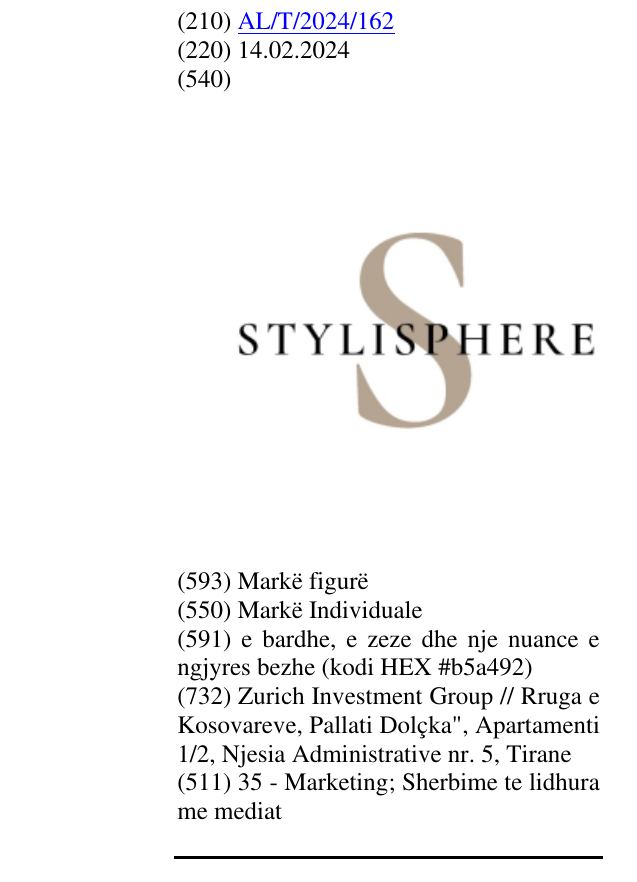 Zëri i markës Stylisphere në buletin