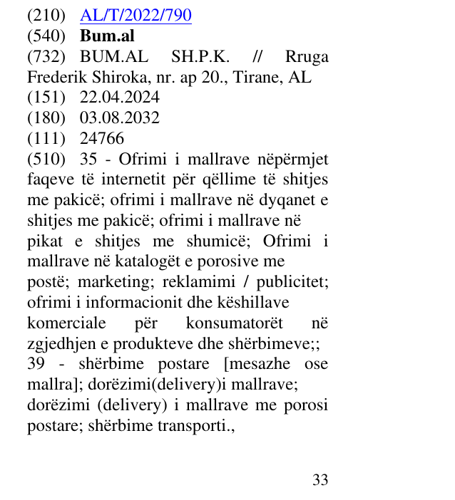Zëri i markës Bum.al në buletin