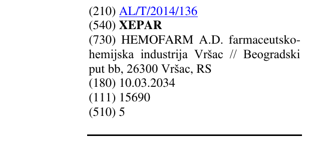 Zëri i markës XEPAR në buletin