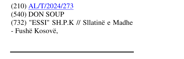Zëri i markës DON SOUP në buletin