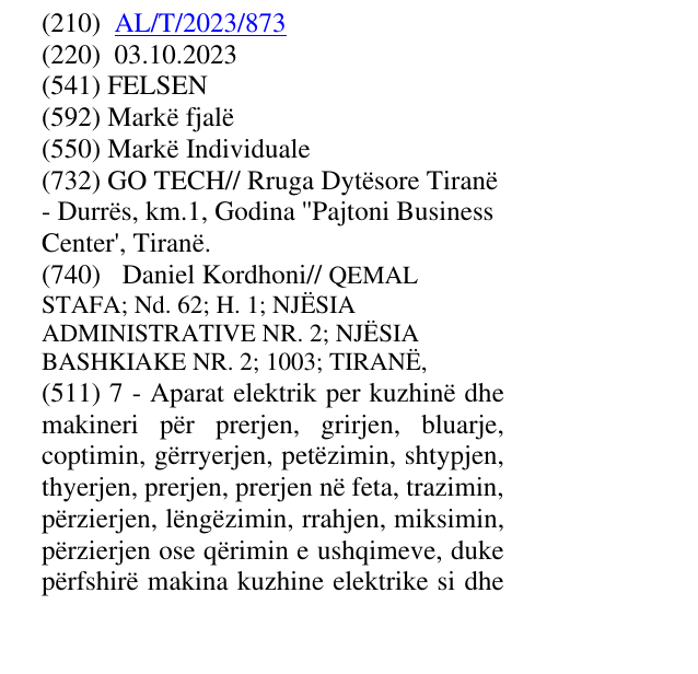 Zëri i markës FELSEN në buletin