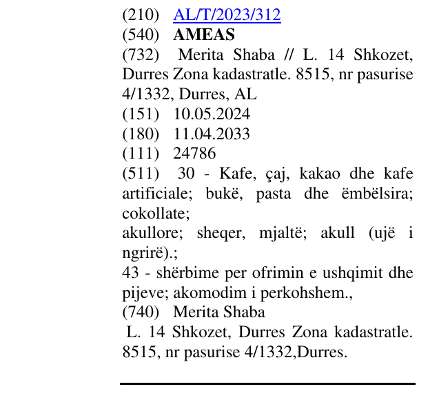 Zëri i markës AMEAS në buletin