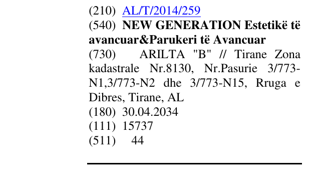Zëri i markës NEW GENERATION Estetikë të avancuar&Parukeri të Avancuar në buletin