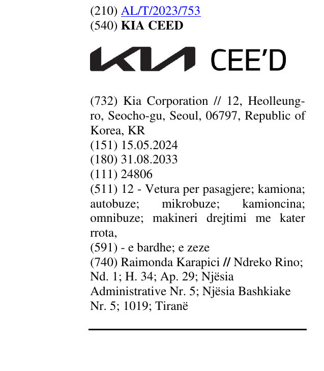 Zëri i markës KIA CEED në buletin
