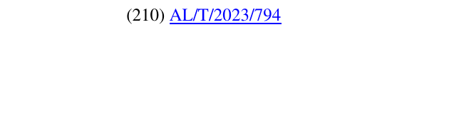 Zëri i markës AL/T/2023/794 në buletin