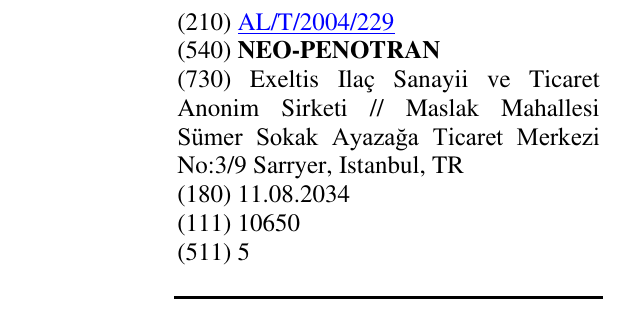 Zëri i markës NEO-PENOTRAN në buletin