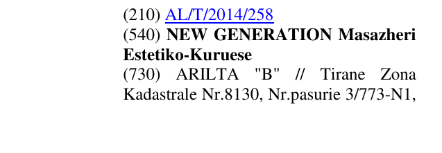 Zëri i markës NEW GENERATION Masazheri Estetiko-Kuruese në buletin