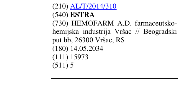 Zëri i markës ESTRA në buletin