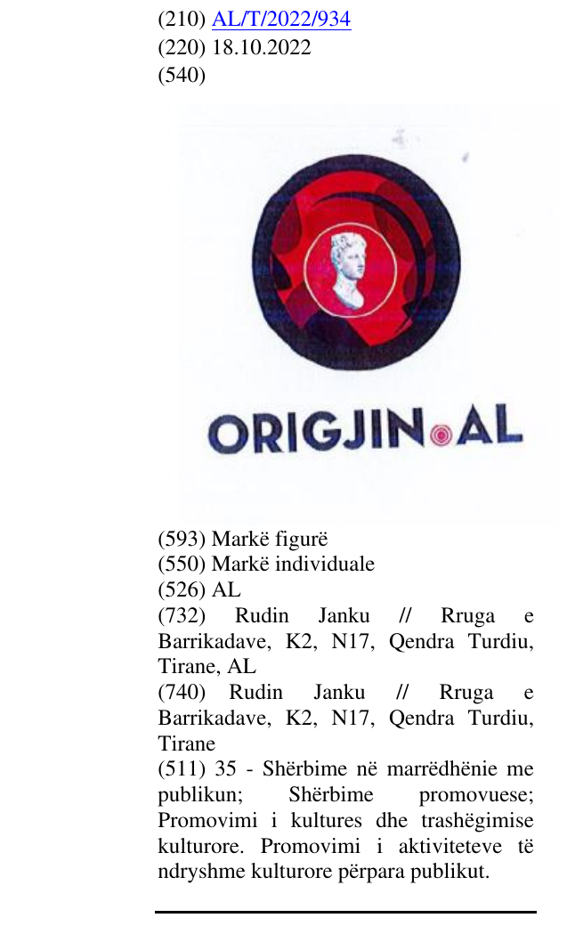 Zëri i markës AL në buletin