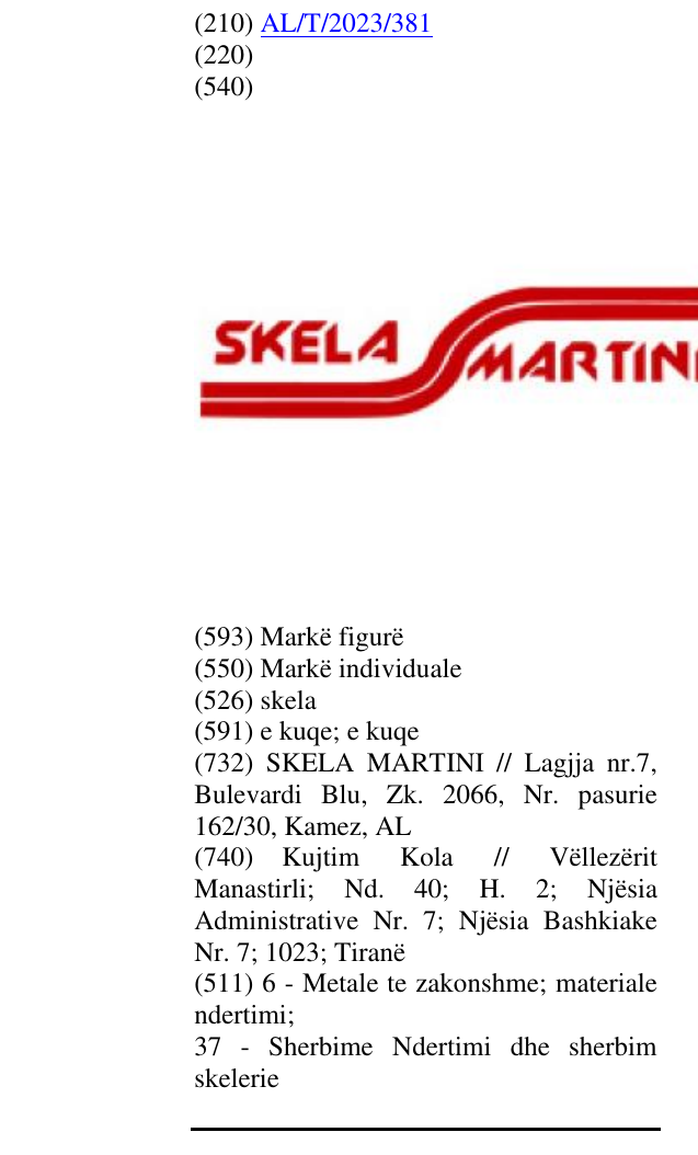 Zëri i markës skela në buletin