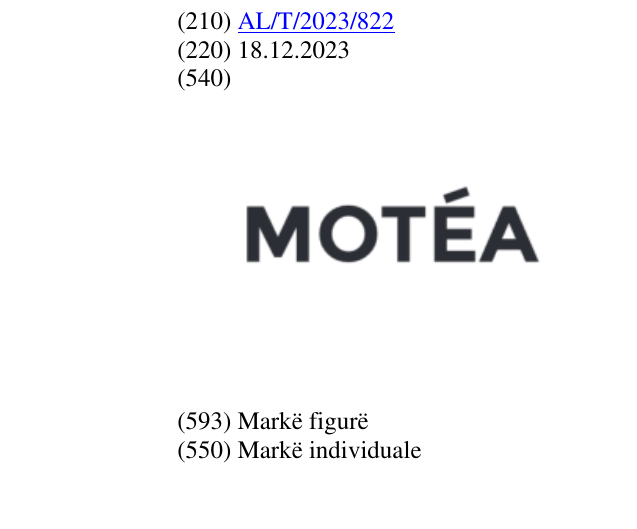Zëri i markës Motéa në buletin