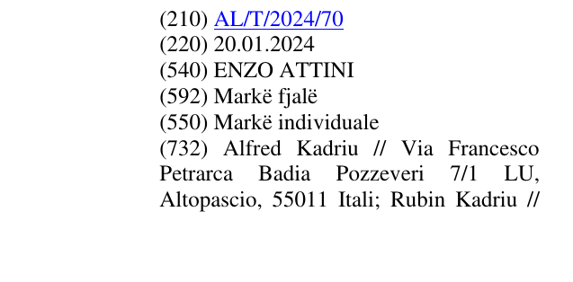 Zëri i markës ENZO ATTINI në buletin