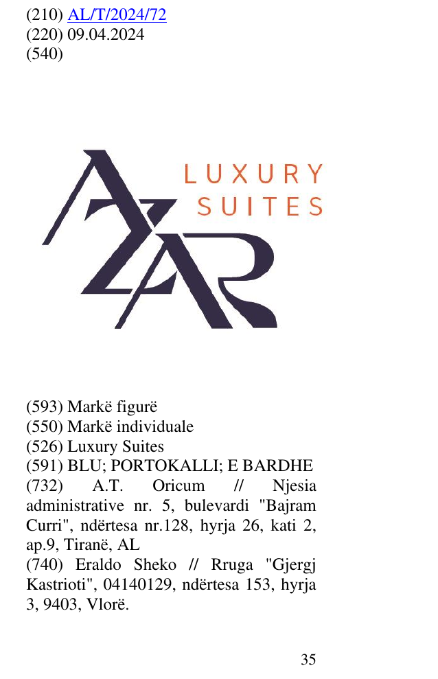 Zëri i markës Luxury Suites në buletin